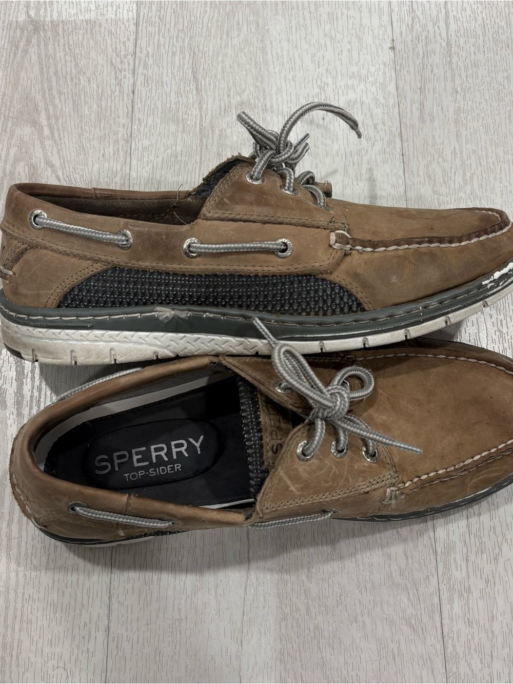 Sperry Top-Sider Billfish 3-Eye Boat Shoes Mens 9.5 M Tan Leather Mesh